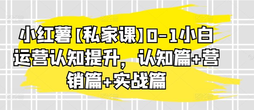 小红薯【私家课】0-1小白运营认知提升，认知篇+营销篇+实战篇-优优云网创