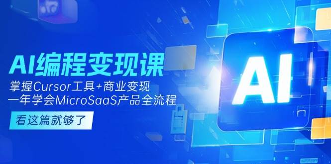 （15063期）AI编程变现课：掌握Cursor工具+商业变现，一年学会MicroSaaS产品全流程-优优云网创