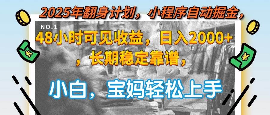 （15082期）2025年翻身计划，小程序自动掘金48小时可见收益，日入2000+，长期稳定…-优优云网创