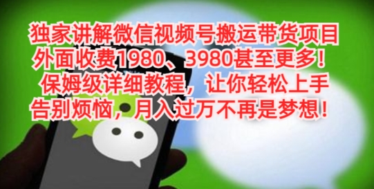 独家讲解微信视频号搬运带货项目，保姆级详细教程-优优云网创