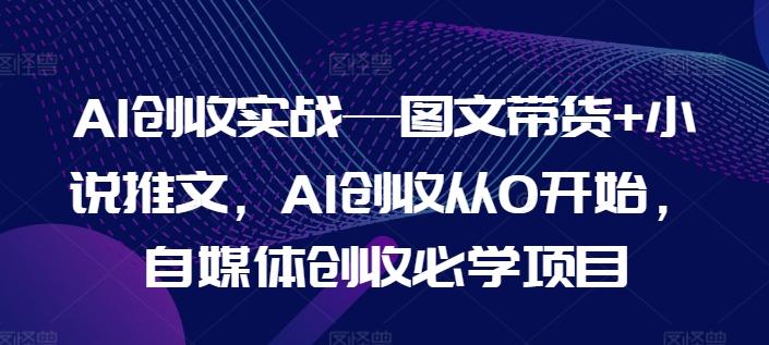 AI创收实战—图文带货+小说推文，AI创收从0开始，自媒体创收必学项目-优优云网创