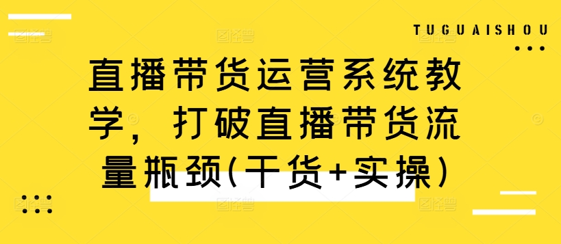 直播带货运营系统教学，打破直播带货流量瓶颈(干货+实操)-优优云网创