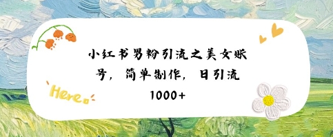 小红书男粉引流项目之美女账号6，简单制作，条条爆款原创，不违规-优优云网创