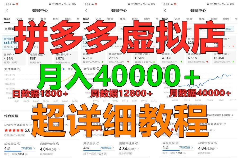 拼多多虚拟电商训练营月入40000+，全网最详细，你做你也行，暴利稳定长久-优优云网创