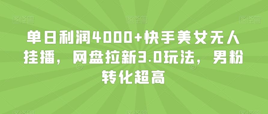 单日利润4000+快手美女无人挂播，网盘拉新3.0玩法，男粉转化超高【揭秘】-优优云网创