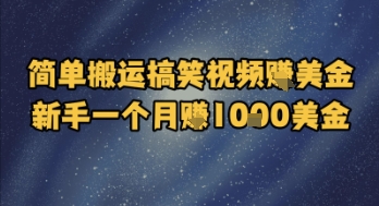 简单搬运搞笑视频挣美金，新手一个月入1k美金-优优云网创