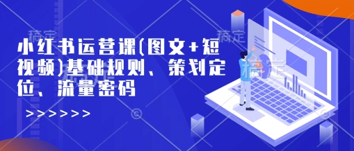 小红书运营课(图文+短视频)基础规则、策划定位、流量密码-优优云网创