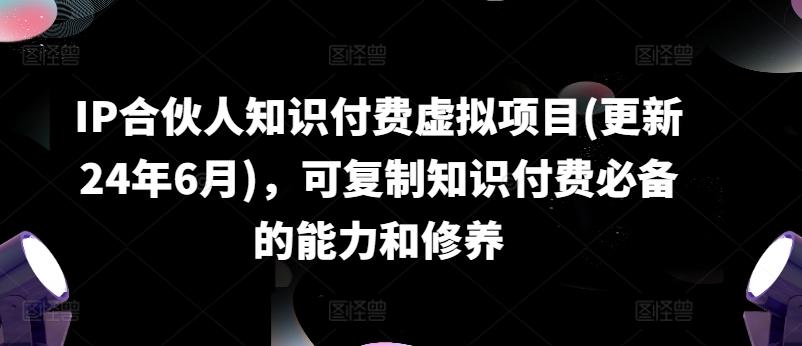 IP合伙人知识付费虚拟项目(更新24年6月)，可复制知识付费必备的能力和修养-优优云网创