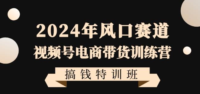 2024年风口赛道视频号电商带货训练营搞钱特训班，带领大家快速入局自媒体电商带货-优优云网创