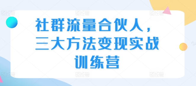 社群流量合伙人，三大方法变现实战训练营-优优云网创