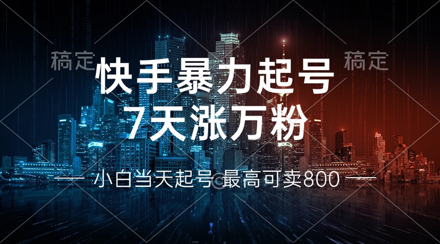 快手暴力起号，7天涨万粉，小白当天起号 多种变现方式，账号回收，单月…-优优云网创