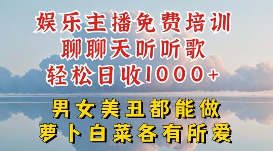 娱乐主播免费培训聊聊天听听歌轻松日收1K+，男女美丑都能做萝卜白菜各有所爱【揭秘】-优优云网创