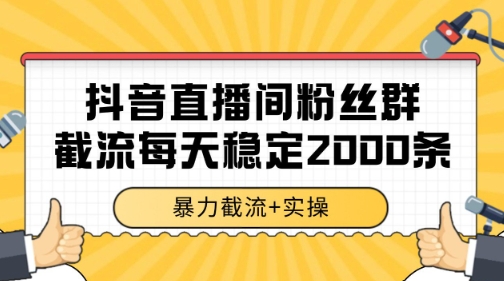 抖音直播间粉丝群暴力截流，一台电脑每天稳定2000条数据【揭秘】-优优云网创