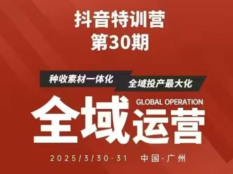 抖音特训营第30期线下培训资料，没有录音视频，正版整理的脑图资料及学员总结核心点-优优云网创