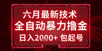 六月最新技术全自动暴力撸金，稳定日入2k+包起号，长期稳定【揭秘】-优优云网创