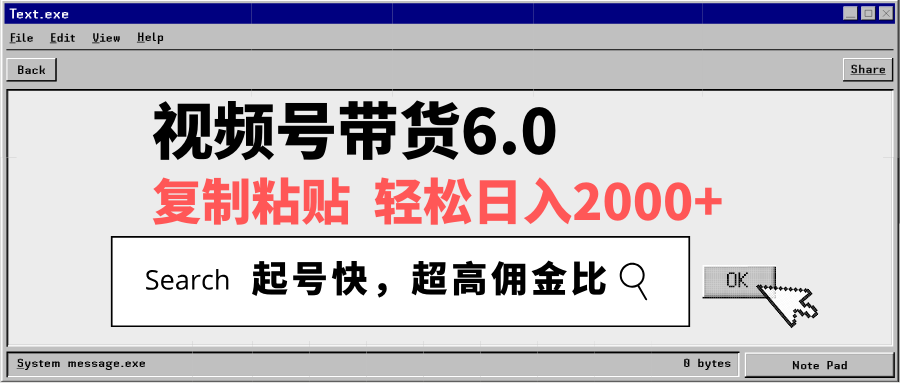 视频号带货6.0，轻松日入2000+，起号快，复制粘贴即可，超高佣金比-优优云网创