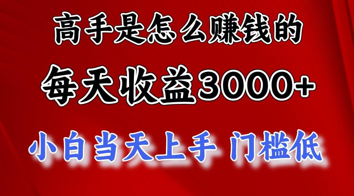 高手是怎么赚钱的，一天收益3000+，闷声发财项目，不是一般人能看懂的-优优云网创