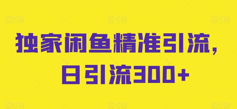 独家闲鱼精准引流，日引流300+【揭秘】-优优云网创