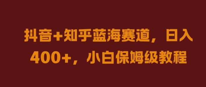 抖音+知乎蓝海赛道，日入几张，小白保姆级教程【揭秘】-优优云网创