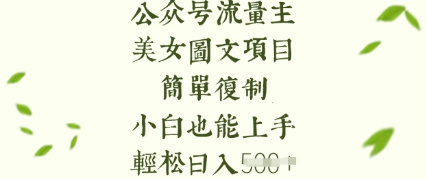 流量主长期收益项目，美女图片简单复制，小白也能上手，轻松日入5张-优优云网创