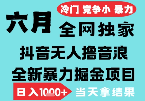 2025年6月高爆抖音无人直播最新撸音浪掘金项目，无脑日入1k+，低门槛小白可做，可矩阵放大【揭秘】-优优云网创