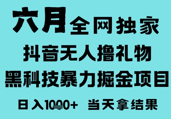 25年6月高爆抖音无人直播最新撸音浪掘金项目，门槛低小白可做，无脑日入1k，可矩阵放大【揭秘】-优优云网创