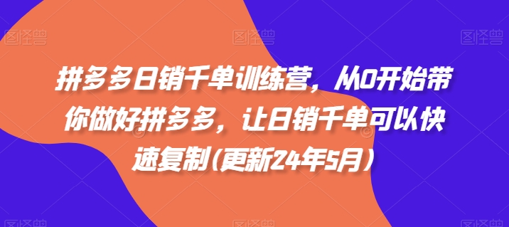 拼多多日销千单训练营，从0开始带你做好拼多多，让日销千单可以快速复制(更新24年11月)-优优云网创