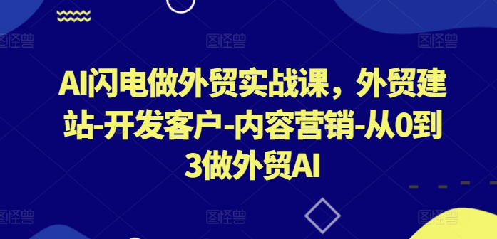 AI闪电做外贸实战课，​外贸建站-开发客户-内容营销-从0到3做外贸AI(更新)-优优云网创