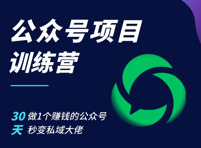 公众号项目训练营，30天做1个赚钱的公众号，秒变私域大佬-优优云网创
