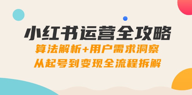 小红书运营全攻略：算法解析+用户需求洞察，从起号到变现全流程拆解-优优云网创
