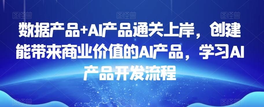 数据产品+AI产品通关上岸，创建能带来商业价值的AI产品，学习AI产品开发流程-优优云网创