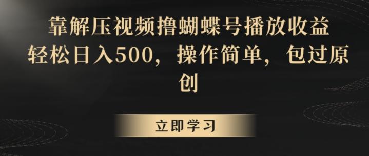 靠解压视频撸蝴蝶号播放收益，轻松日入500，操作简单，包过原创【揭秘】-优优云网创