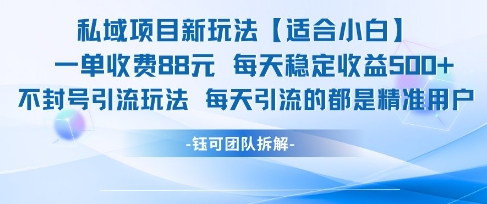 私域项目新玩法【适合小白】 一单收费88.每天稳定收益几张-优优云网创