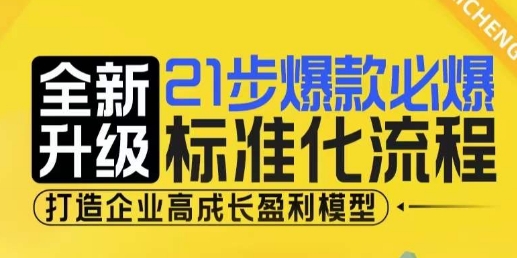 21步爆款必爆标准化流程，全新升级，打造企业高成长盈利模型-优优云网创
