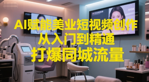 AI赋能美业短视频创作，从入门到精通，打爆同城流量，超级AI工具短视频实操落地-优优云网创