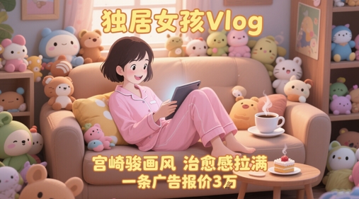 单个账号涨粉71W！用AI制作独居女孩Vlog，宫崎骏画风，治愈感拉满，一条广告报价3W-优优云网创
