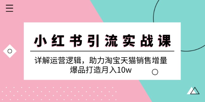 小红书引流实战课：详解运营逻辑，助力淘宝天猫销售增量，爆品打造月入10w-优优云网创