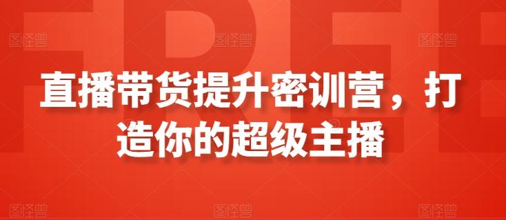 直播带货提升密训营，打造你的超级主播-优优云网创