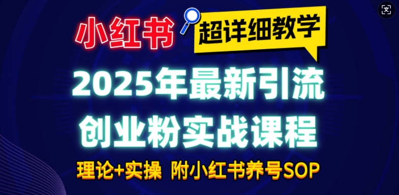 2025年最新小红书引流创业粉实战课程【超详细教学】小白轻松上手，月入1W+，附小红书养号SOP-优优云网创