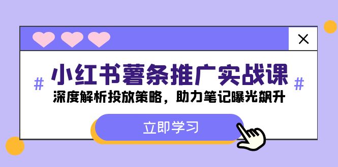小红书-薯条推广实战课：深度解析投放策略，助力笔记曝光飙升-优优云网创
