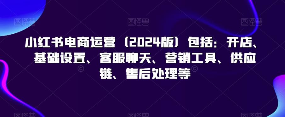 小红书电商运营(2024版)包括：开店、基础设置、客服聊天、营销工具、供应链、售后处理等-优优云网创