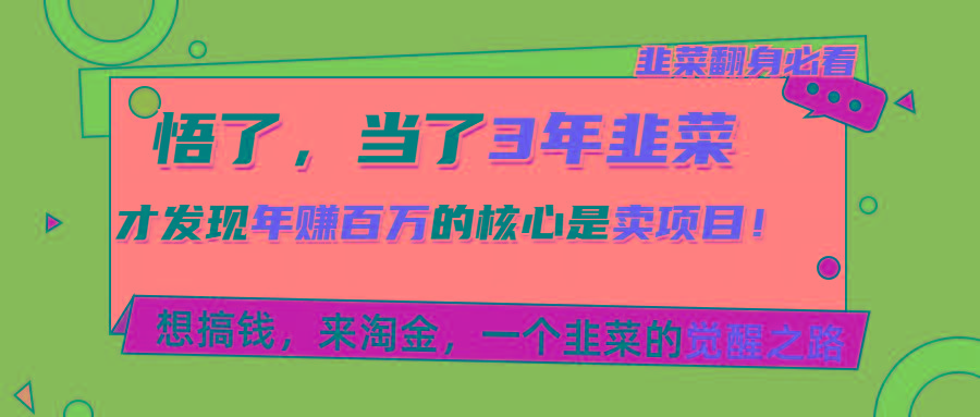 悟了，当了3年韭菜，才发现网赚圈年赚100万的核心是卖项目，含泪分享！-优优云网创