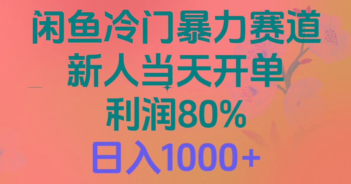 2024闲鱼冷门暴力赛道，新人当天开单，利润80%，日入1000+-优优云网创
