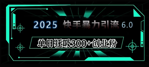 2025年快手6.0保姆级教程震撼来袭，单日狂吸300+精准创业粉-优优云网创