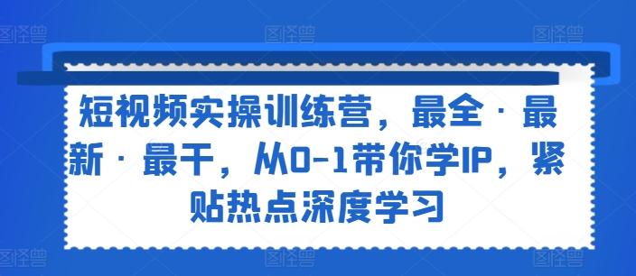 短视频实操训练营，最全·最新·最干，从0-1带你学IP，紧贴热点深度学习-优优云网创