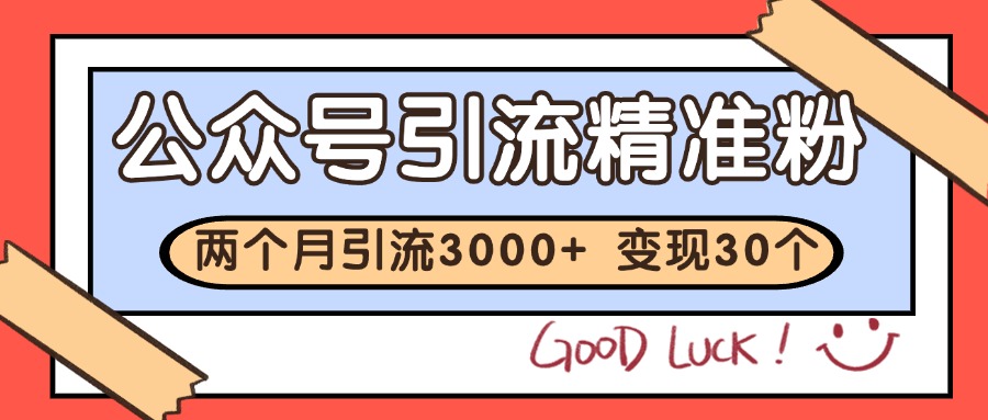 公众号精准粉引流玩法 2个月3000+精准粉 变现30万+-优优云网创