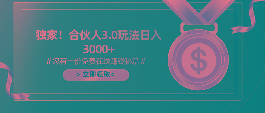 游戏合伙人3.0，日入3000+，无限扩大的蓝海项目-优优云网创