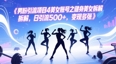 男粉引流项目4美女账号之健身美女拆解，日引流500+，变现多张-优优云网创