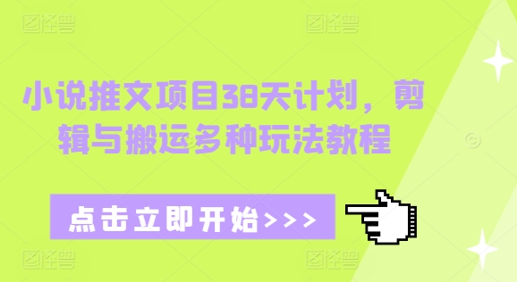 小说推文项目38天计划，剪辑与搬运多种玩法教程-优优云网创
