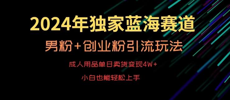 2024年独家蓝海赛道，成人用品单日卖货变现4W+，男粉+创业粉引流玩法，不愁搞不到流量【揭秘】-优优云网创